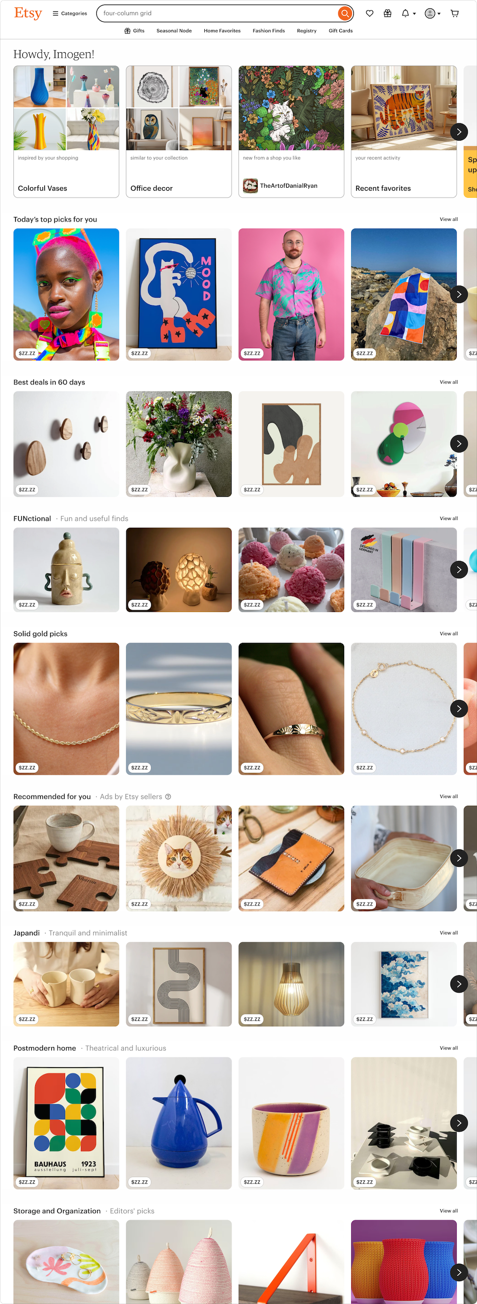 Etsy homepage concept